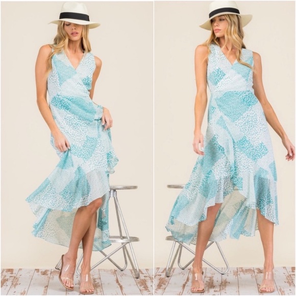 💙LAST2️⃣💙Spring Summer High Low Faux Wrap Women Party Dress - Picture 5 of 5